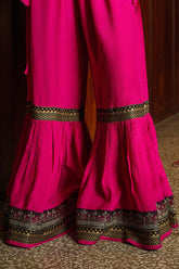 1 Piece Sharara in Pink Raw Silk (FZ0799)